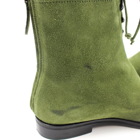 Alaïa Size 38/8 Green Suede Lace-Up Ankle Boots - Picture 8 of 9